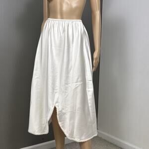 Vintage Warner's Satin Half Slip Skirt A-Line Walking Slit Size Large Ivory USA